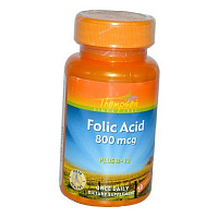 Фолат и Витамин В12, Folic Acid plus B-12 800 , Thompson