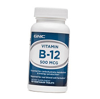 Витамин В12, Цианокобаламин, Vitamin B-12 500, GNC