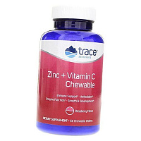 Жевательный Цинк с Витамином С, Zinc + Vitamin C Chewables, Trace Minerals